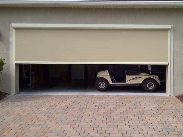 Mystic Motorized Screen Door Half Closed